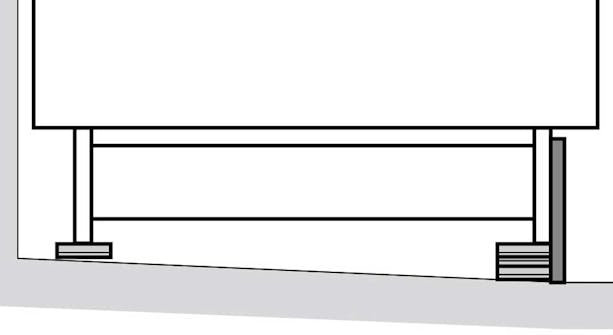 Bygge sokkel til skap: Skal soklen klodses meget op, kan sprækken ikke dækkes af en liste Bygge sokkel til skap: Skal soklen klodses meget op, kan sprækken ikke dækkes af en liste